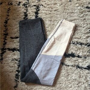 Old Navy Women's Color Block Leggings - Gray and Cream